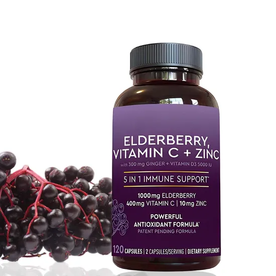 OEM/ODM Antioxidants Zinc and Vitamin C Supplements Immune Support Elderberry Berry Capsules