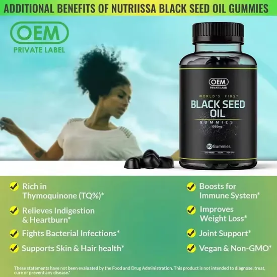 OEM/ODM Antioxidant Black Seed Oil Honey Biotin Supplement Fat-Burning Pill Weight-Loss Gummies