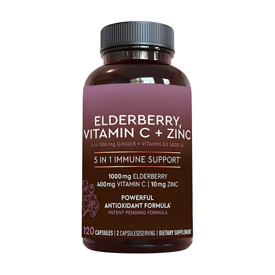 OEM/ODM Antioxidants Zinc and Vitamin C Supplements Immune Support Elderberry Berry Capsules