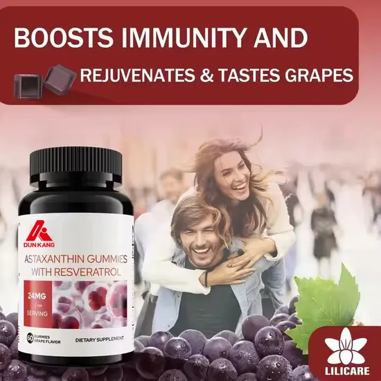 OEM/ODM Astaxanthin Gummies Support Heart and Brain Health Antioxidants Whitening Gummies Hair and Nails Vitamins Gummies