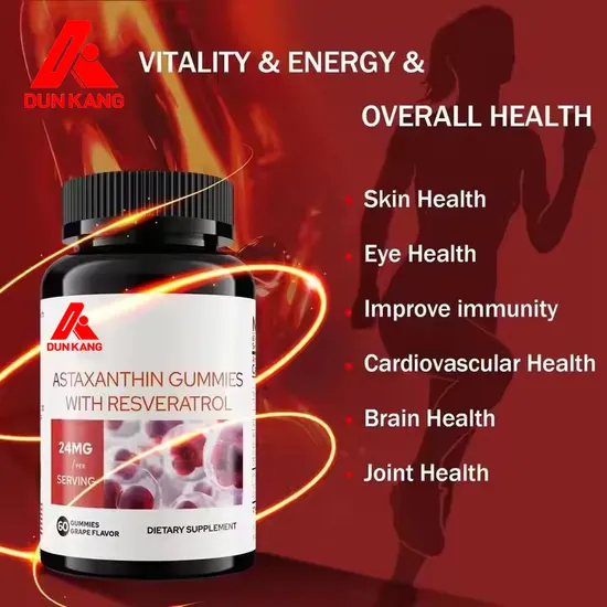 OEM/ODM Astaxanthin Gummies Support Heart and Brain Health Antioxidants Whitening Gummies Hair and Nails Vitamins Gummies