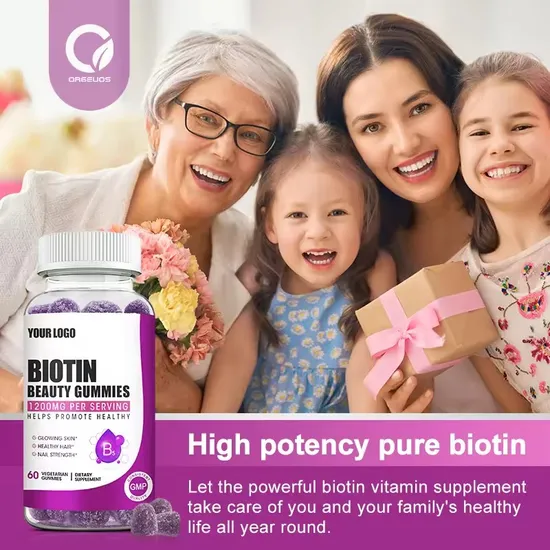 OEM/ODM Biotin Beauty Gummies Collagen Vitamin Supplement for Enhances Skin′s Elasticity