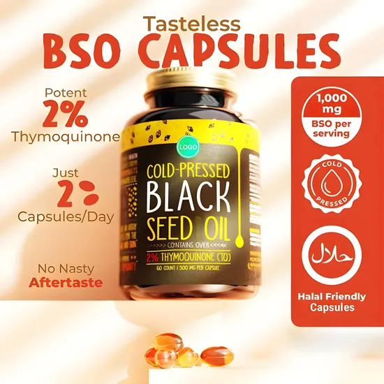 OEM/ODM Black Seed Oil Capsules - Cold Pressed, Liquid Pure Black Seed Oil 60 Capsules