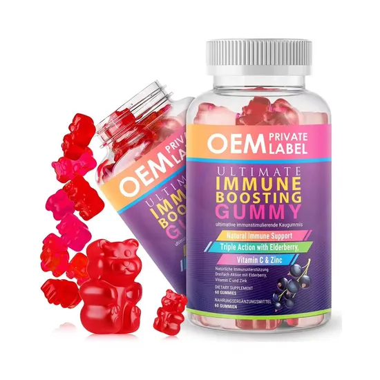 OEM/ODM Elderberry Apple Cider Vinegar Gummies Vitamin-C and Zinc Supplements for Boost Lmmune System and Encourages Healthy Skin