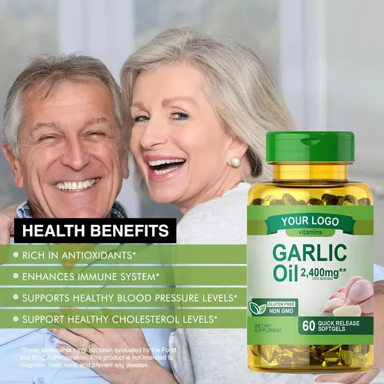 OEM/ODM Garlic Oil Organic Extract Softgel Capsules for Improve Immune and Blood Pressure Health Supplement