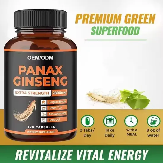 OEM/ODM Gingko Biloba Panax Ginseng Extract Supplement Enhance Energy Male Fitness Capsules