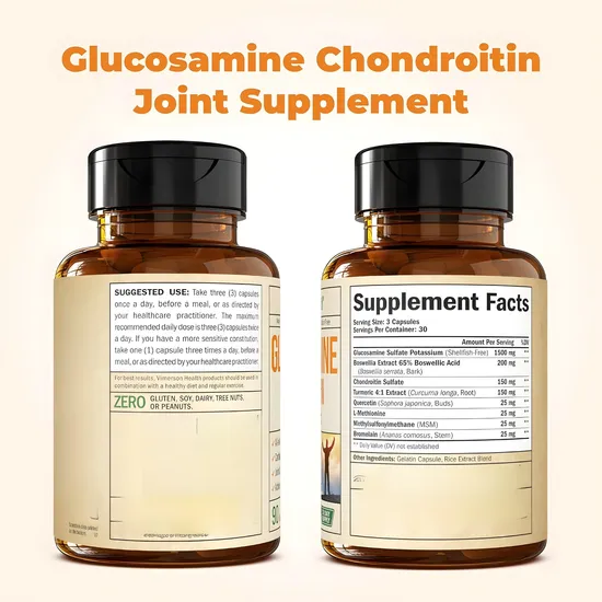 OEM/ODM Glucosamine Chondroitin Msm Joint Support Supplement Turmeric Extract Strength Articular Chondroitin Capsules