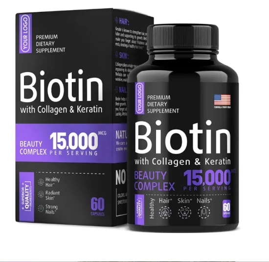 OEM/ODM Improve Hair Skin and Nails Vitamins Biotin Supplement Keratin Collagen Capsules