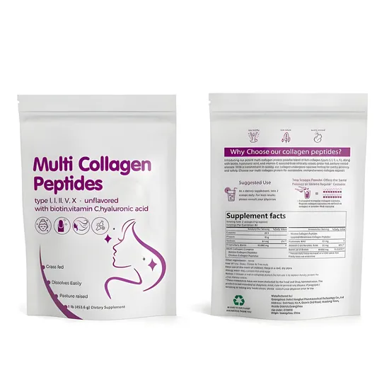 OEM/ODM Multi Collagen Powder Supplement Beauty & Wellness with Biotin Hyaluronic Acid Vitamin C Collagen Powder