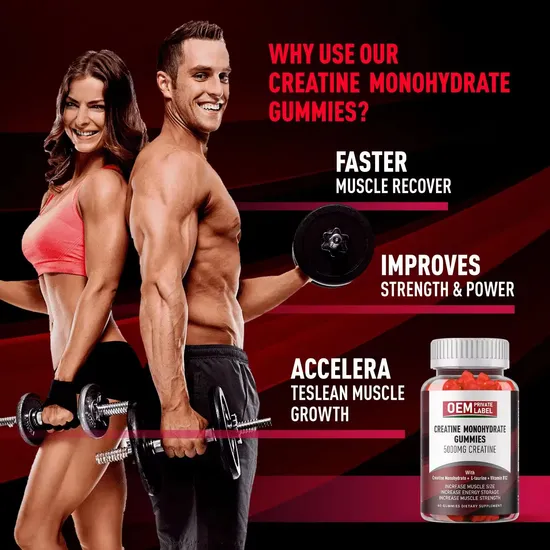 OEM/ODM Muscle Building Energy Creatine Gummies Sport Pre Workout Muscle Recovery Supplements