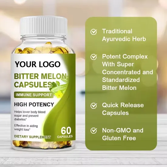 OEM/ODM Natural Vegan Bitter Melon Peptide Extract Capsules Dietary Supplement for Lower Blood Sugar