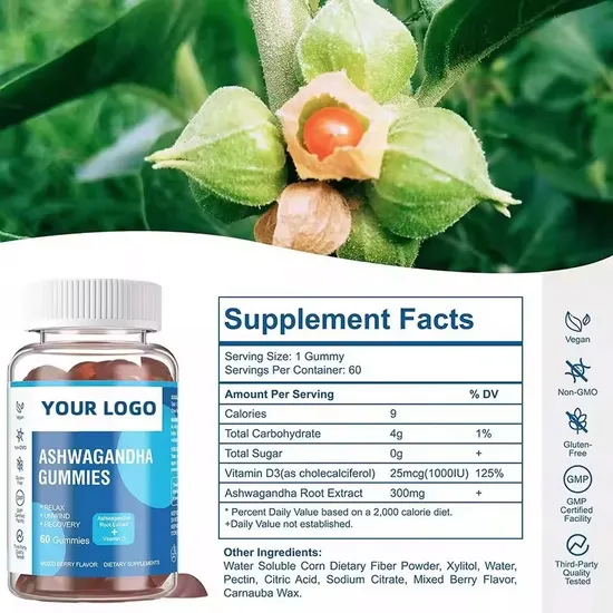 OEM/ODM Natural Vitamin Supplements-Ashwagandha Root Extract Gummies