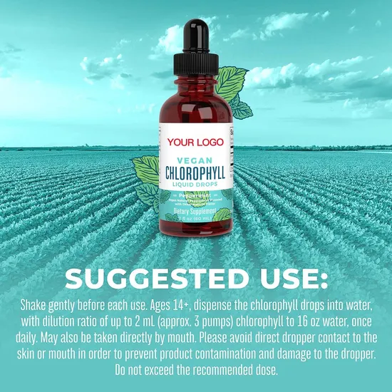 OEM/ODM Organics Chlorophyll Liquid Drops, Vegetarian Chlorophyll Mulberry Silkworm Extract Supplement