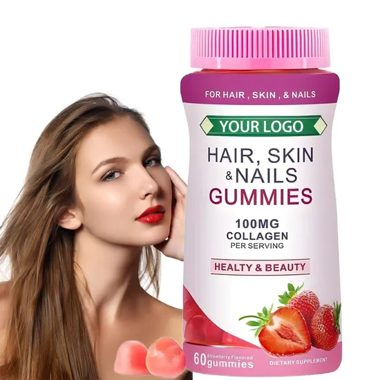 OEM/ODM Private Label Vegan Vitamin Hair Growth Supplement Skin and Nail Health Vitamin Biotin Collagen Gummies