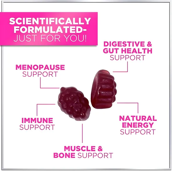 OEM/ODM Probiotic Gummies for Women′s Menopause with Cranberry and Black Cohosh, Immune Support Probiotic Supplements