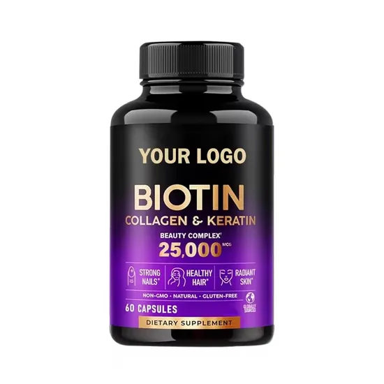 OEM/ODM Pure Biotin Capsules Collagen Vitamins Supplements Promotes Hair Growth and Skin Health Capsules