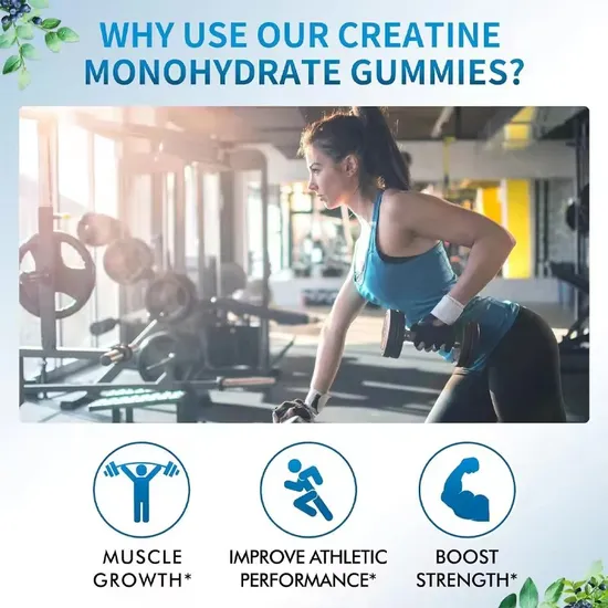 OEM/ODM Support Energy Promote and Muscle Recovery Supplement Creatine Monohydrate Gummies