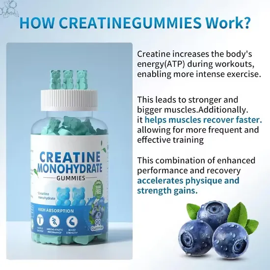 OEM/ODM Support Energy Promote and Muscle Recovery Supplement Creatine Monohydrate Gummies