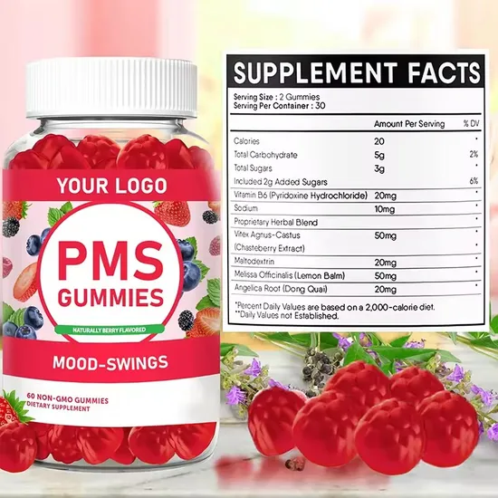 OEM/ODM Teen Girls Pms Turmeric Vitamins Supplement Relief Hormone Balance Support Gummies