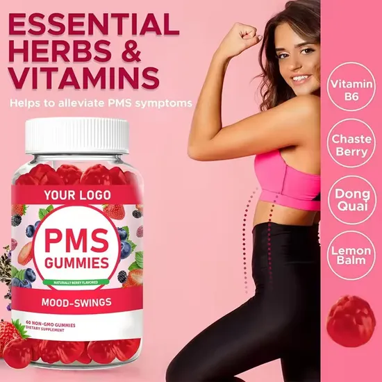 OEM/ODM Teen Girls Pms Turmeric Vitamins Supplement Relief Hormone Balance Support Gummies