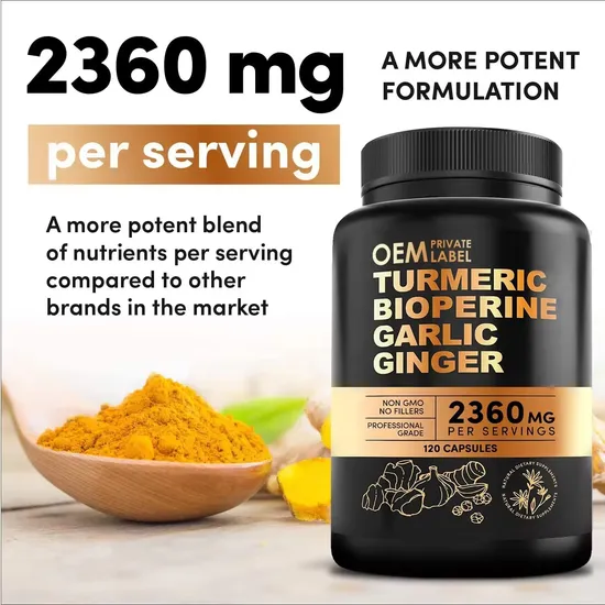 OEM/ODM Turmeric Black Pepper Garlic Capsules Joint and Muscle Health Supplements for Immune Support