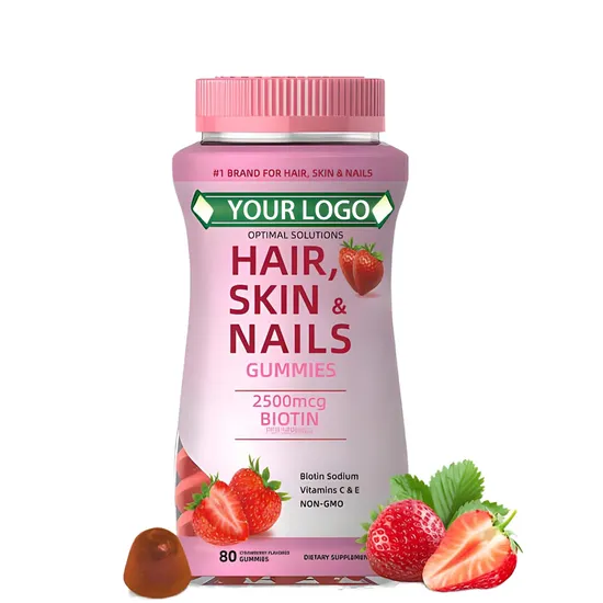 OEM/ODM Vegan Candy Hair Growth Supplement Skin and Nail Health Vitamin Biotin Collagen Gummies