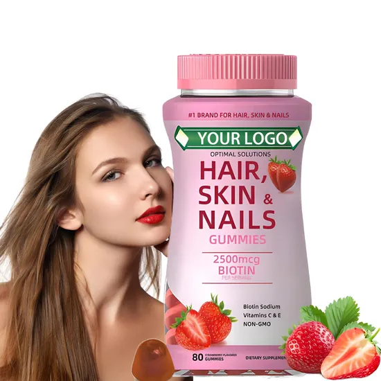 OEM/ODM Vegan Candy Hair Growth Supplement Skin and Nail Health Vitamin Biotin Collagen Gummies