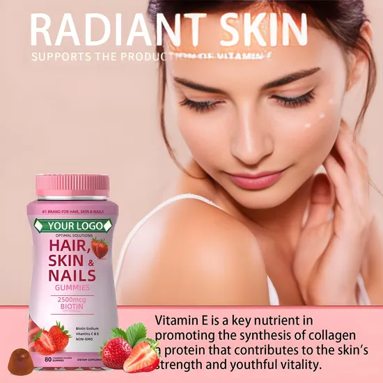 OEM/ODM Vegan Candy Hair Growth Supplement Skin and Nail Health Vitamin Biotin Collagen Gummies