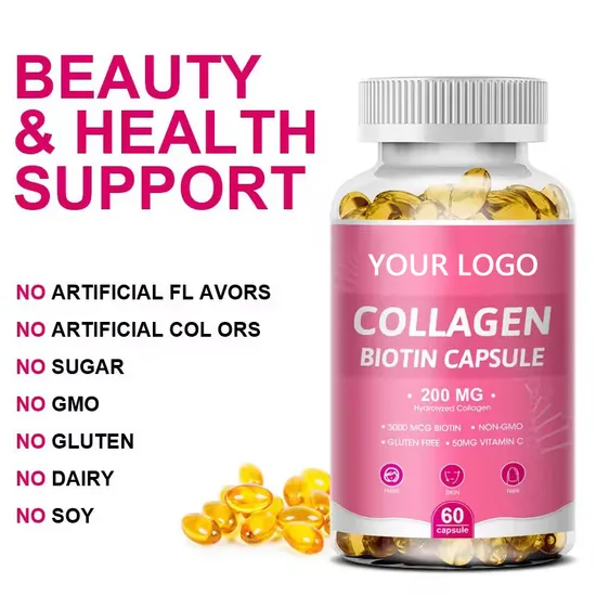 OEM/ODM Vitamin C Supplements Capsule Anti Aging Hyaluronic Acid Collagen Capsules for Skin Whitening