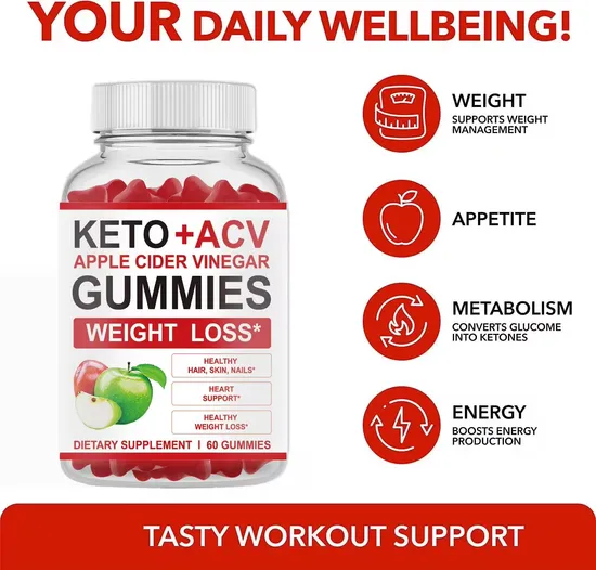 OEM/ODM Weight-Loss Apple Cider Vinegar Gummies Vegan Keto Acv Supplements for Promote-Metabolism