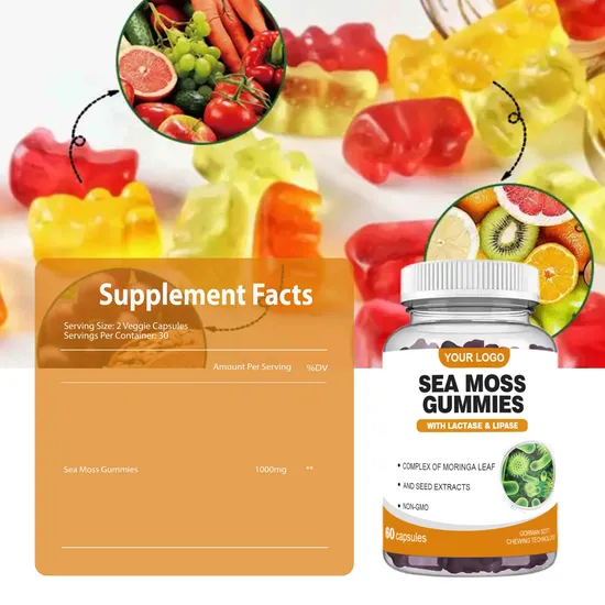 OEM/ODM Weight Loss Organic Sea Moss Oil Vitamins Supplement Promote Digestion Gummies