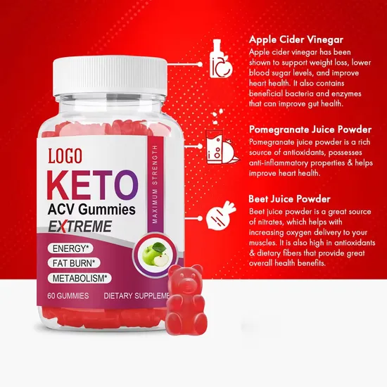 OEM/ODM Weight Loss Slimming Fat Burning Gummies with Natural Apple Cider Vinegar Ketone Supplement Vegan Apple Cider Vinegar Gummies