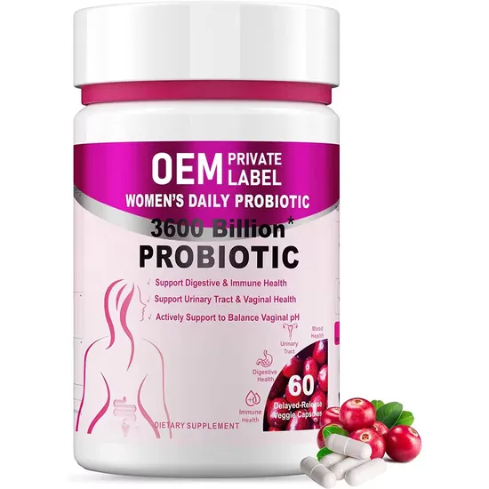 OEM/ODM Women′s Probiotic Capsules Prebiotics Digestive Enzymes Supplement for Support Immune Health Gut and Vaginal