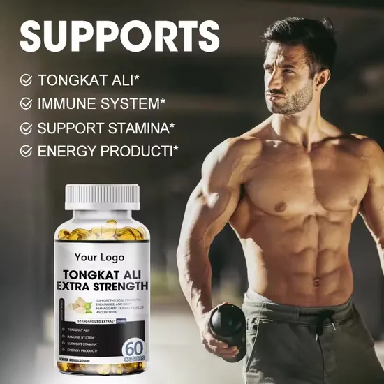 OEM Tongkat Ali Extra Strength and Maca Root Extract Softgel Capsule Male Energy Supplement Ginseng Capsule