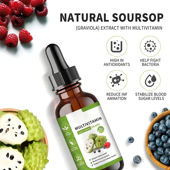 Vitamin Supplements Private Label Organic Prickly Fruit Leaf Extract Multivitamin Liquid Drops