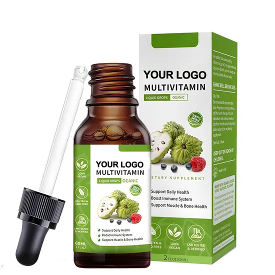 Vitamin Supplements Private Label Organic Prickly Fruit Leaf Extract Multivitamin Liquid Drops