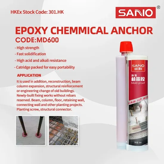 OEM Injectable Mortar Long Working Time Injection Epoxy Adhesive Sanvo MD600 Epoxy Chemical Anchor for Heavy Construction