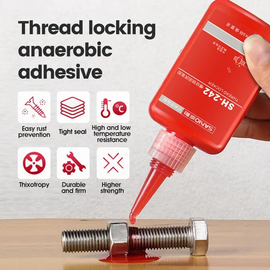 Sanvo Thread Locking Anaerobic Adhesive 242 Thread Locker Medium Tape 50ml Thread Locker for Small Screws