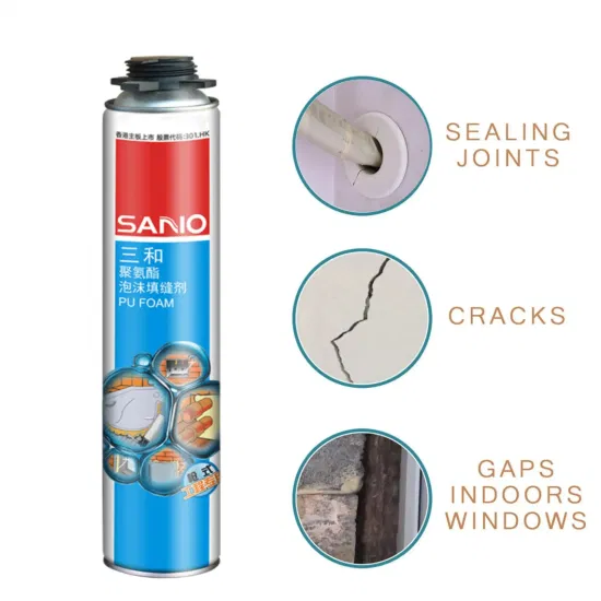 Sanvo 750ml PU Foam Spray Adhesive Bonding Sealing Insulation Packing Woodworking Construction Leather Water Solvent Based