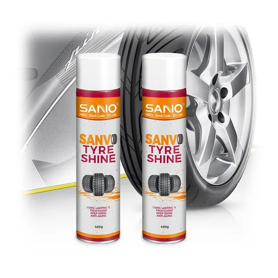 Sanvo Liquid Tire Cleaner Aerosol Spray Professional Polishing Tire Shine