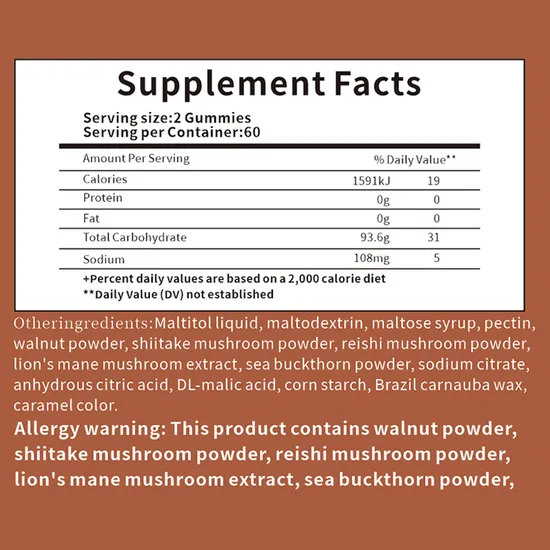 OEM Chewable Compound Mushroom Gummies Strong Bones and Immunity Supplement