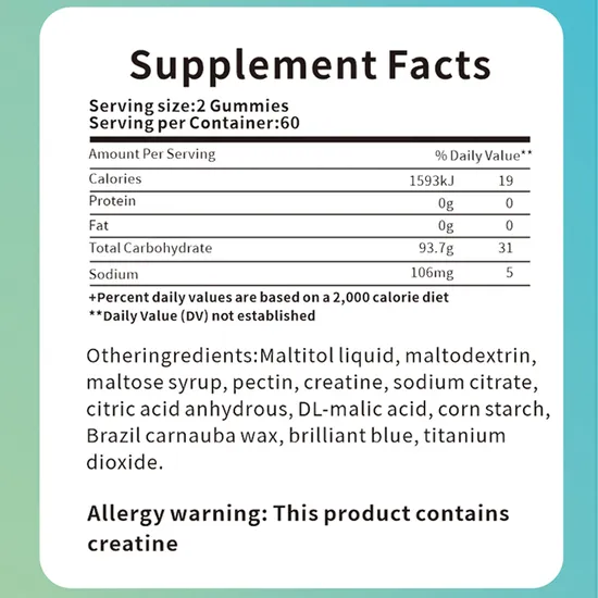 OEM Health Supplement Multivitamin Protein Energy Sports Creatine Monohydrate Gummies