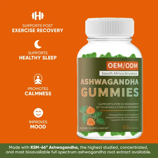 OEM Sugar-Free Ashwagandha Gummies Dietary Supplement Stress Relief Calming Sleep