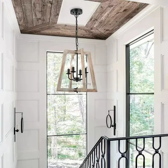 American Solid Wood Farmhouse Rural Countryside Chandelier Do Old Dining Room Porch Bar Staircase Corridor Retro Style Chandelier