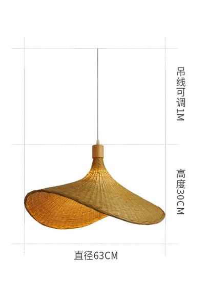 Bamboo Chandelier New Chinese Tea Personality Straw Hat Lamp Stair Bamboo Lamp