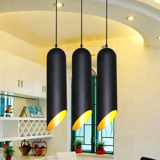 Modern Decorative Black Aluminum Bamboo Pendant Lamp Hanging Chandeliers