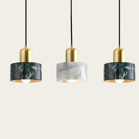 Natural Marble Decorative Pendant Lamp Nordic Style Luxury Bedroom Restaurant Bar Copper Suspended Lights G9 LED Lamp