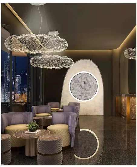 Postmodern Firefly Cloud Restaurant Chandelier Nordic Designer Creative Full Star Bar Woven Pendant Lights