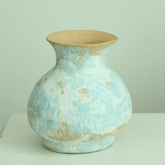 Artisan Hand Finish Vase Lovely Hand Painted Vase Rustic Ceramic Centerpiece Bowls Decorative Vase