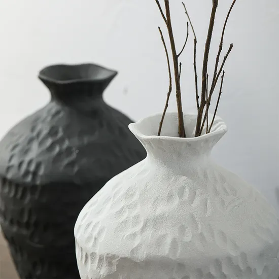 Ceramic Vase Modern Scandinavian Minimalist Wabi-Sabi Style Bedroom Dried Flower Decorations B&B Minimalist Light Luxury Ornaments